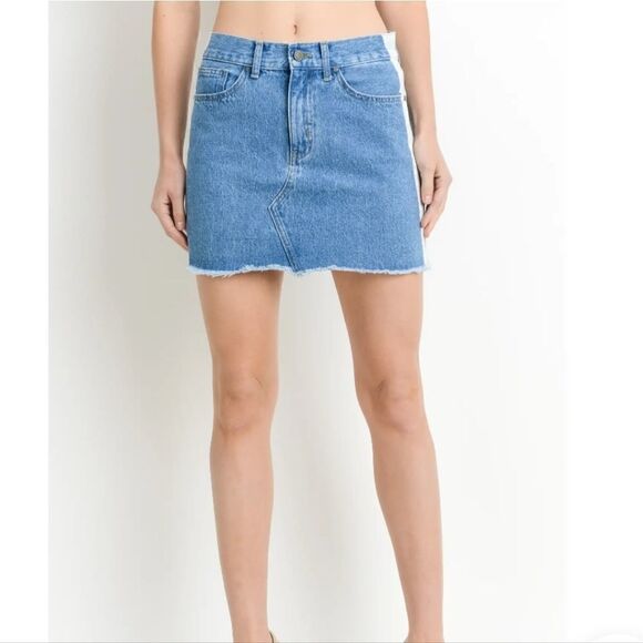 𝅺just BLACK BRAND Side Stripe Denim Mini Skirt XS - Picture 2 of 10